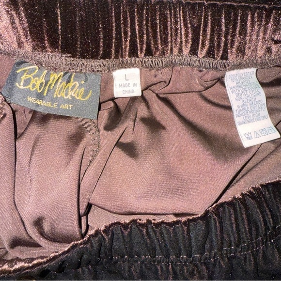 Bob Mackie Women’s Velvet High-Rise Wide-Leg Pull on Brown Trousers Large EUC - Picture 8 of 9